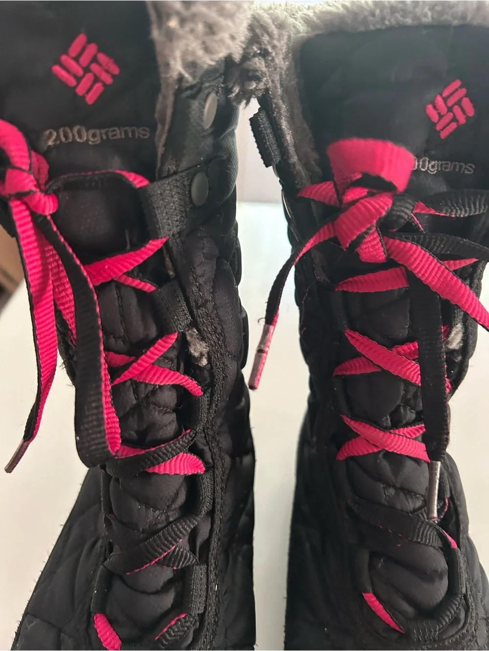 Columbia Black and Pink Winter Lace Up Boots